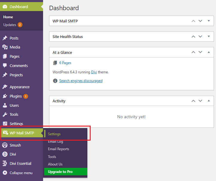 wordpress smtp
